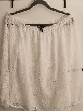 White Embroidered Off-Shoulder Blouse